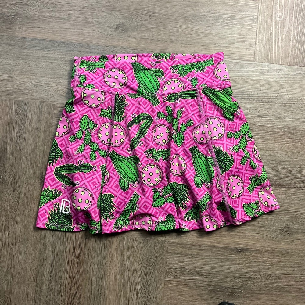 Pickleball Bella Cactus Makes Perfect A Line Skort Skirt Womens 2 Pink Green